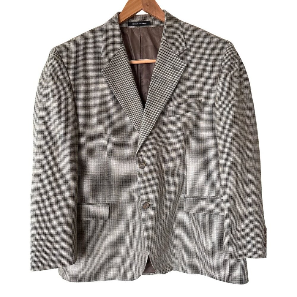Lauren Ralph Lauren Size 46R Men‎ Houndstooth Plaid Blazer Silk Blend Sport Coat
